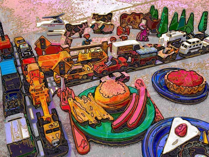Susan West, Comfort Eating  Traffic Jam,   art for sale