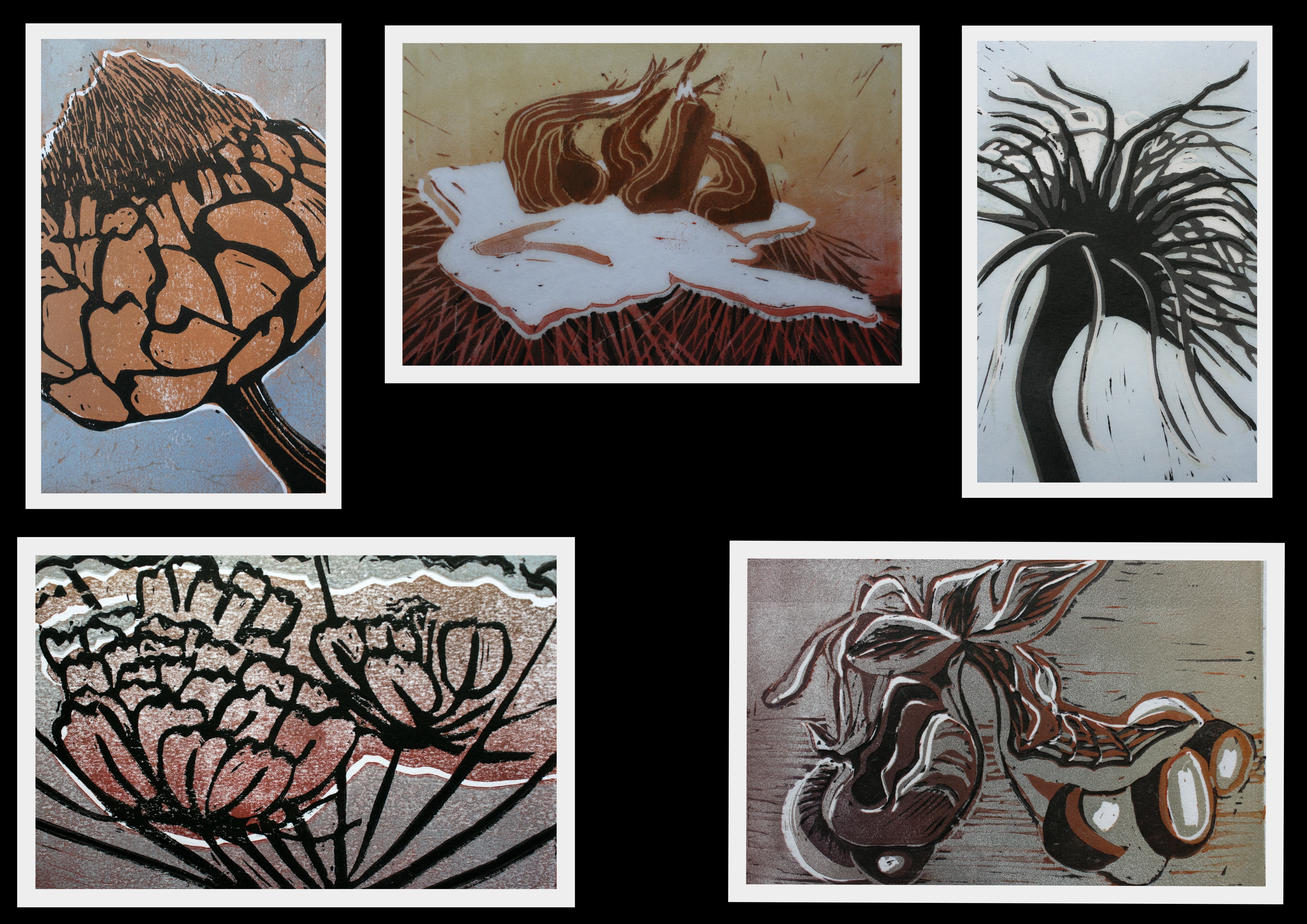 Collection of lino prints by Jo Sheppard